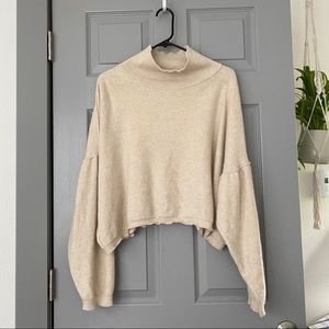 FP Cream Colored Cashmere High Neck Sweater L